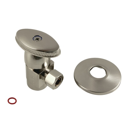 Kingston Brass 1/2"IPS x 3/8"O.D. Anti-Seize Deluxe Quarter-Turn Ceramic Hardisc Cartridge Angle Stop, Brushed Nckl CD43308VAK